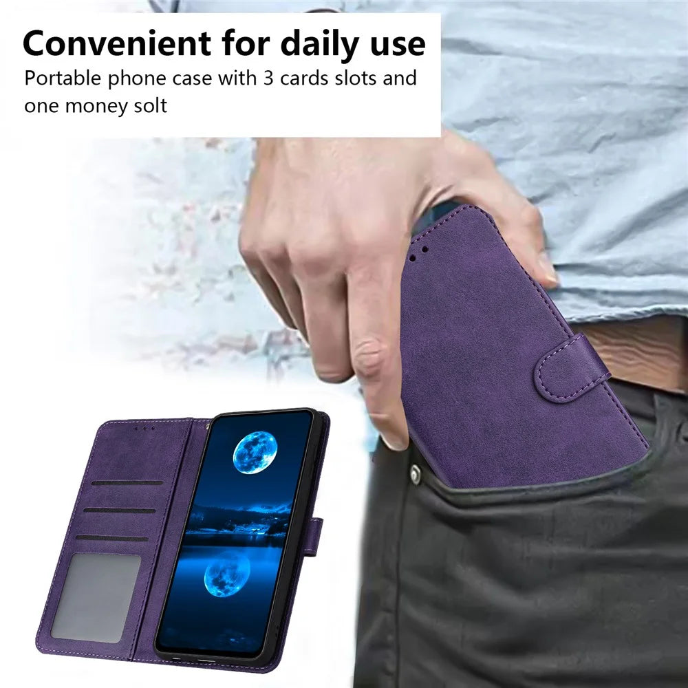 Leather Case for TECNO Spark 30C 5G / Pop 9 5G Stand Wallet Phone Cover Calf Texture - Purple - 7
