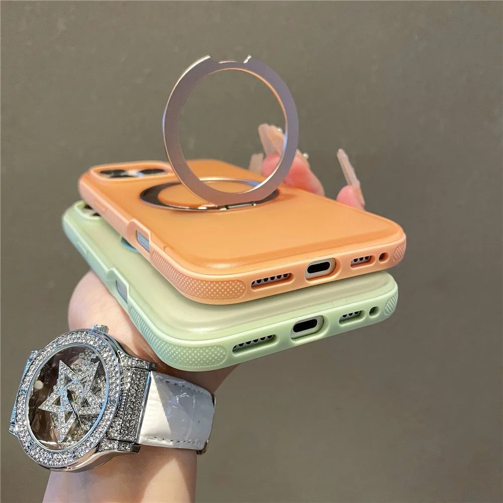 For iPhone 16 Pro Max Magnetic Case PC + TPU Kickstand Phone Back Cover - Black - 4