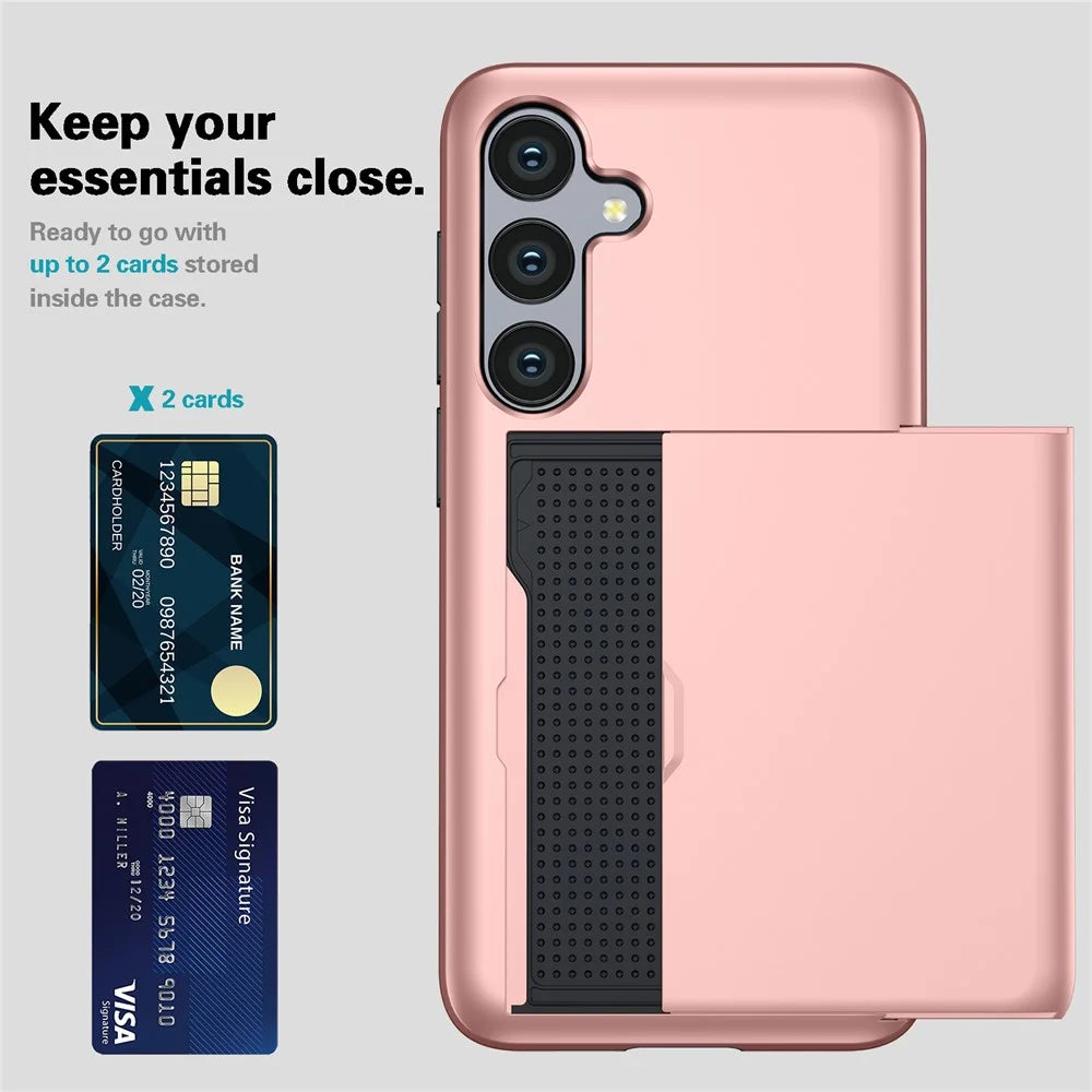For Samsung Galaxy A16 5G  /  4G Case with Card Holder TPU + PC Phone Back Cover - Rose Gold - 2