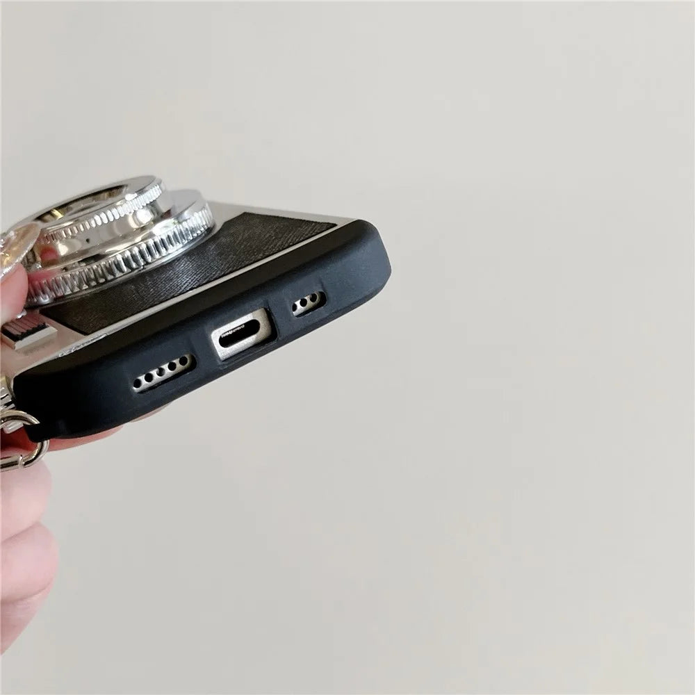 For iPhone 14 Pro Case Vintage Style Camera Design Phone Cover with Crossbody Strap - 7