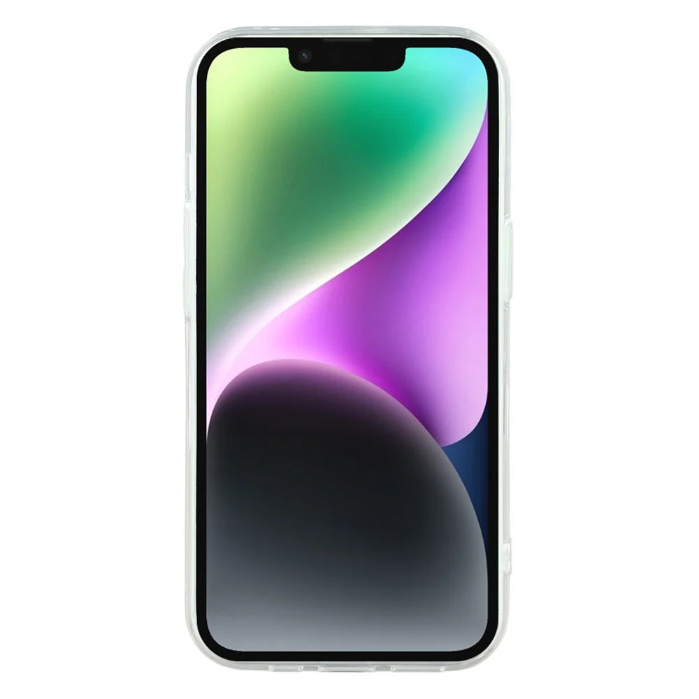 For iPhone 14 Case Shiny IMD TPU + Acrylic Phone Cover Large Camera Cutout - Painted Apples - 2