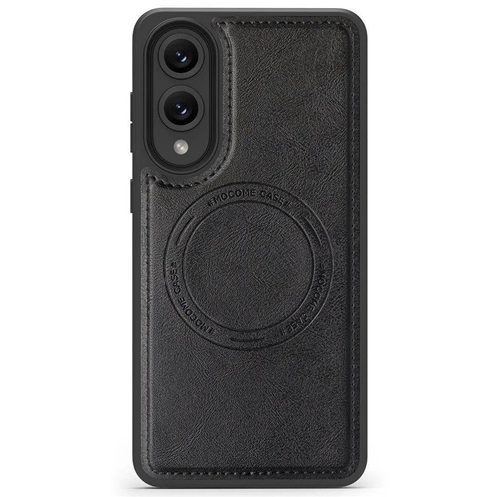 For Samsung Galaxy S25 Edge Magnetic Case Leather Back Phone Cover - Black - 2