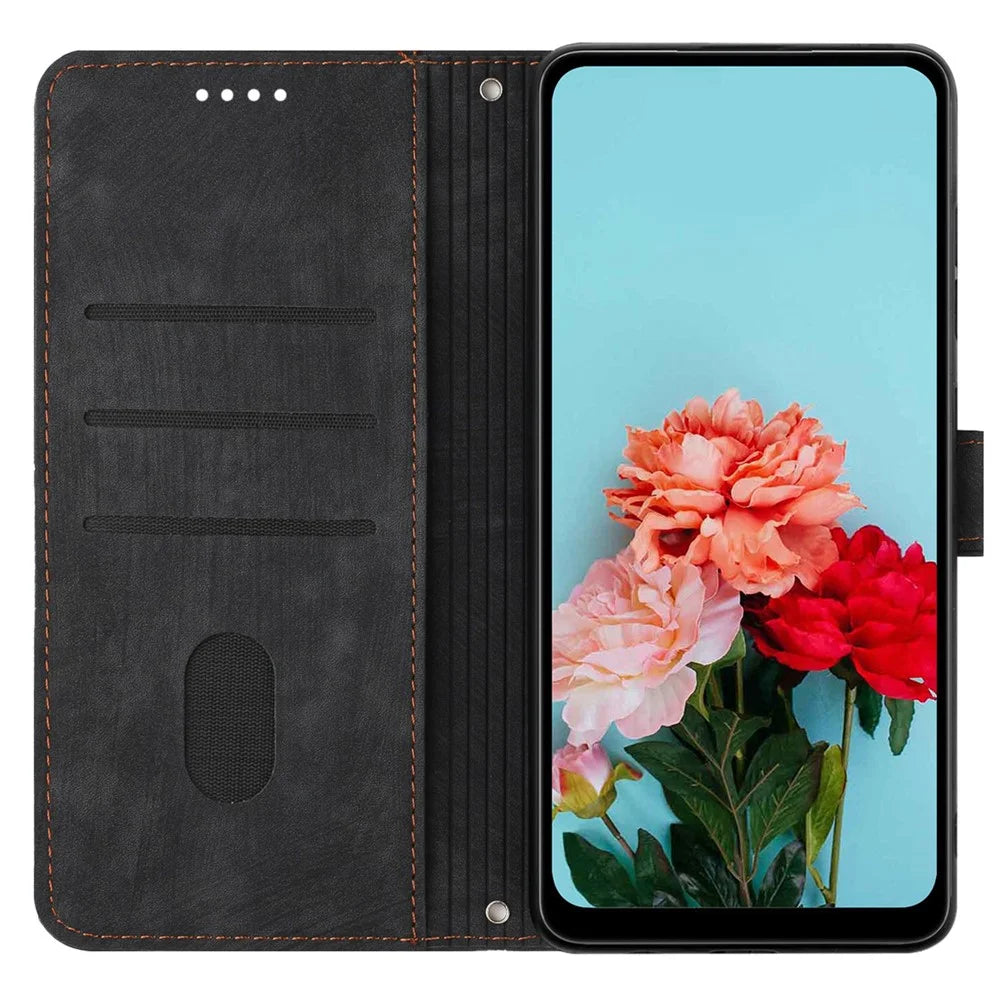 For TECNO Spark 30C 5G / Pop 9 5G Case Imprinted Lines Leather Phone Cover with Stand - Black - 2