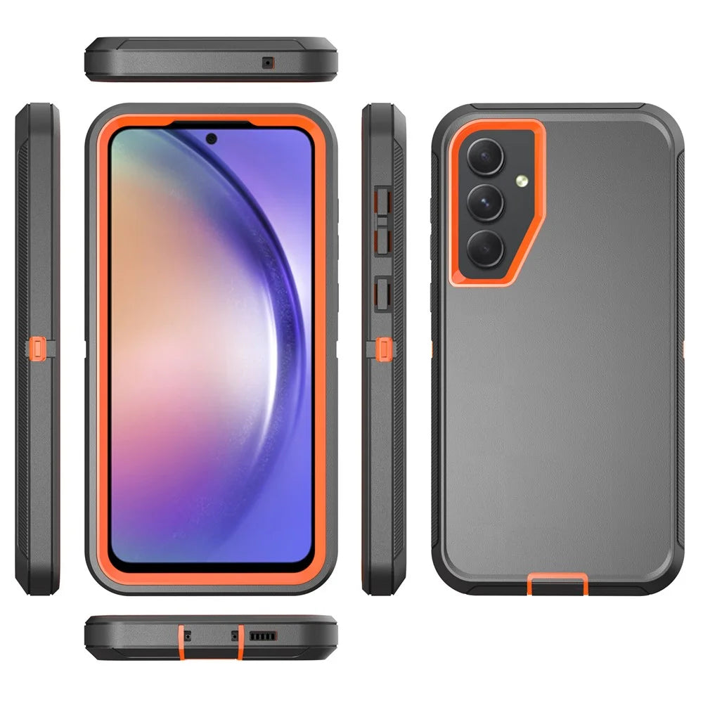 For Samsung Galaxy A55 5G Case 3 in 1 Detachable Shockproof Anti Slip TPU + PC Phone Back Cover - Orange  /  Black - 2