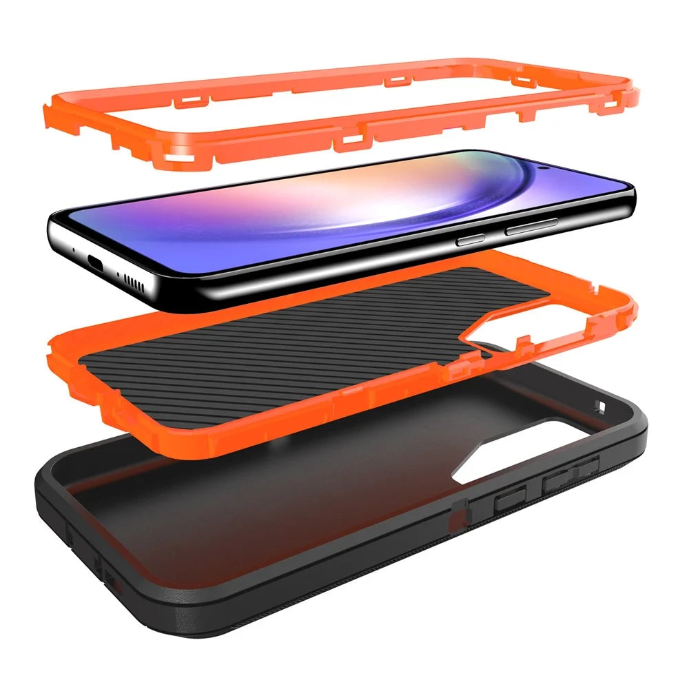For Samsung Galaxy A55 5G Case 3 in 1 Detachable Shockproof Anti Slip TPU + PC Phone Back Cover - Orange  /  Black - 3