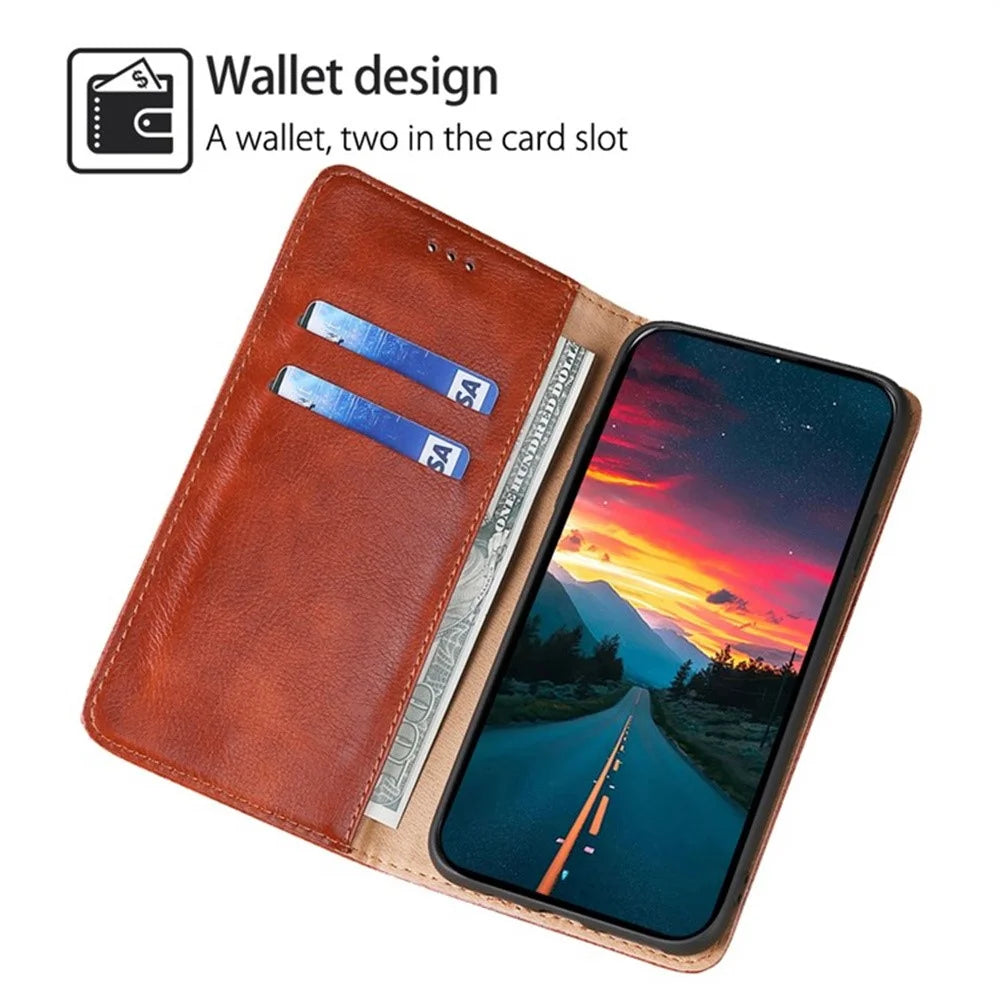 For vivo V50 5G Case Wallet PU Leather Magnetic Auto-Absorbed Phone Cover - Brown - 2