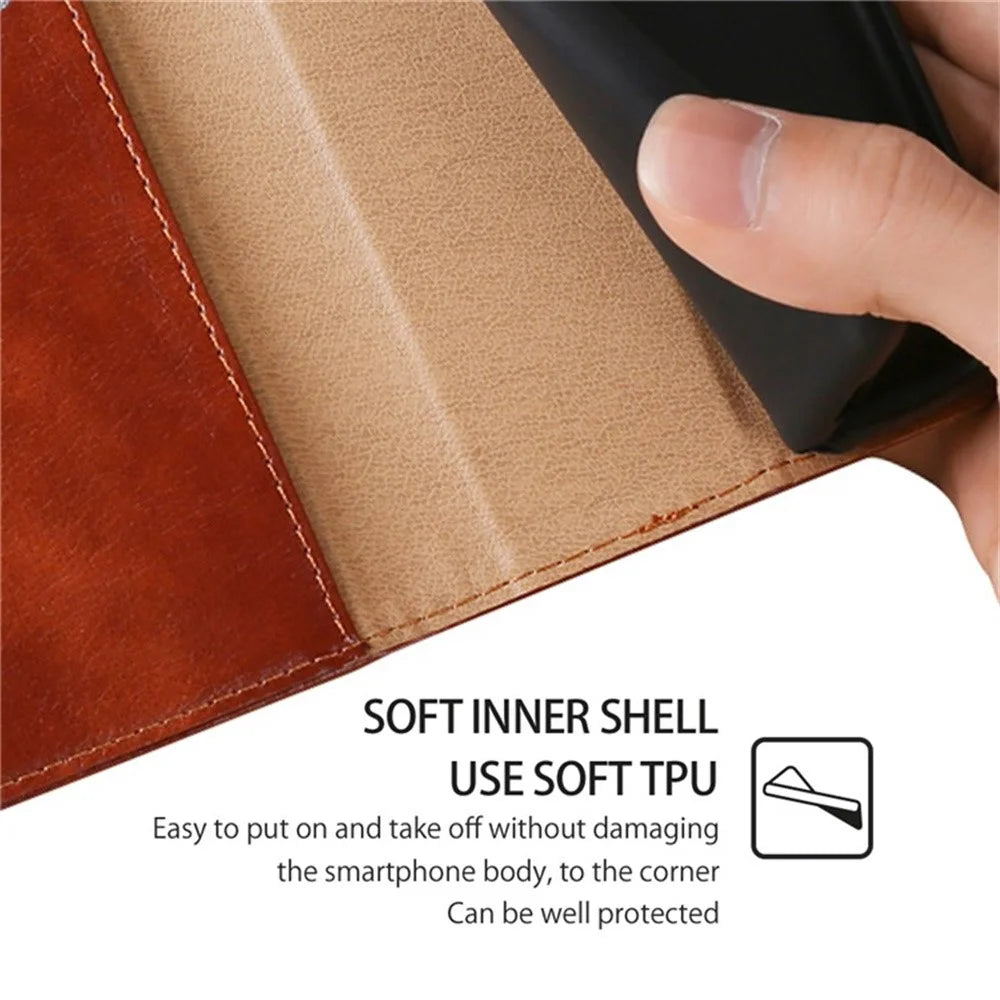 For vivo V50 5G Case Wallet PU Leather Magnetic Auto-Absorbed Phone Cover - Brown - 5