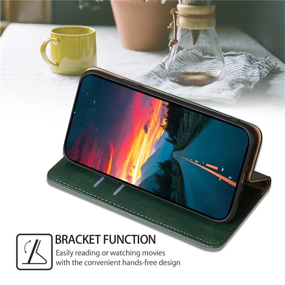 For vivo Y29 4G Case Wallet PU Leather Magnetic Auto-Absorbed Phone Cover - Green - 3
