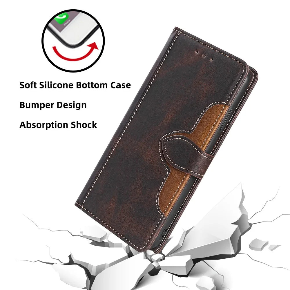 For vivo Y29s 5G / Y04 4G Case Leather Wallet Phone Cover with Straw Hat Magnetic Clasp - Brown - 4