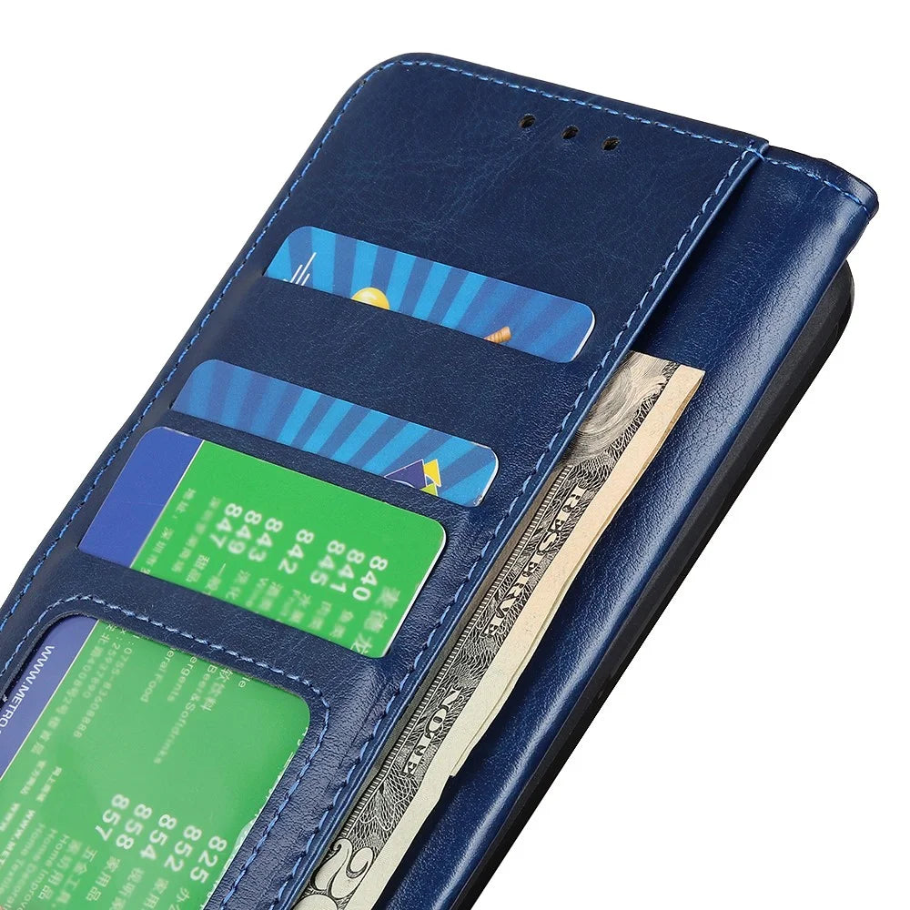 For Sony Xperia 1 VII Case Crazy Horse Texture PU Leather Phone Stand Cover - Blue - 4