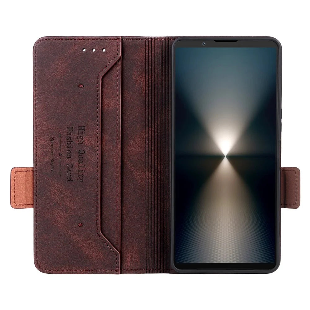 For Sony Xperia 1 VII Case Leather Wallet Flip Phone Cover with Hardware Decor - Coffee - 2