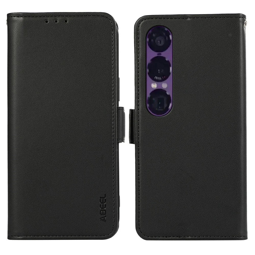 ABEEL For Sony Xperia 1 VII Case Leather Phone Cover with RFID Blocking Wallet - Black - 1