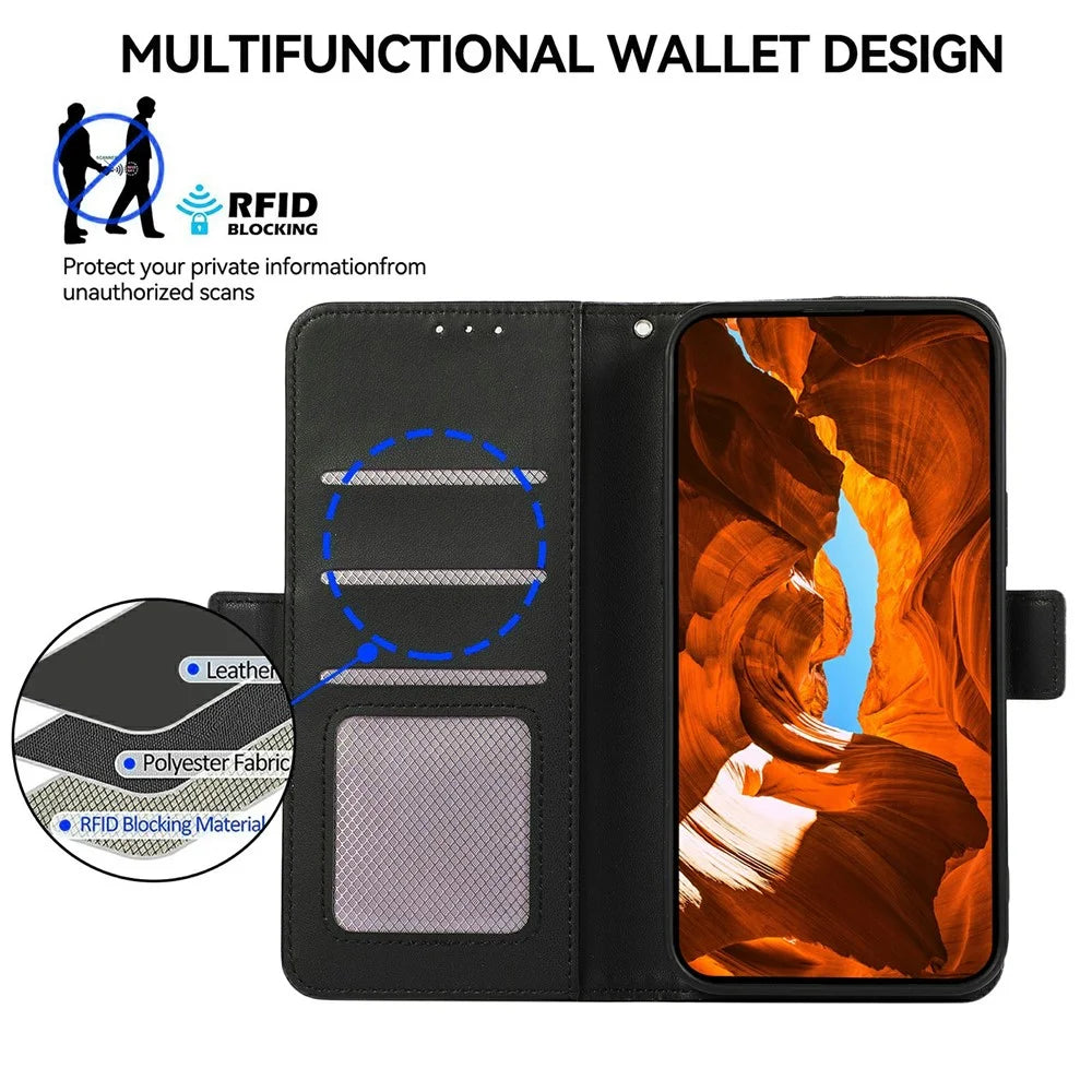 ABEEL For Sony Xperia 1 VII Case Leather Phone Cover with RFID Blocking Wallet - Black - 4