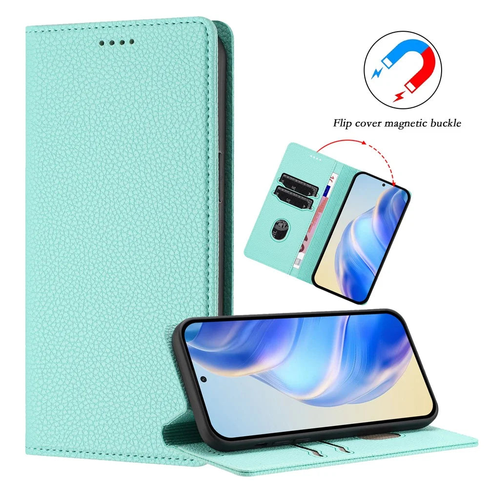 For vivo X200 Ultra 5G Wallet Case RFID Blocking Litchi Texture Leather Mobile Cover - Mint Green - 5