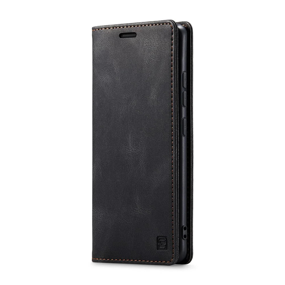 AUTSPACE For Samsung Galaxy S25 Wallet Case  A01 Leather Stand Cover with RFID Blocking Card Holder - Black - 2