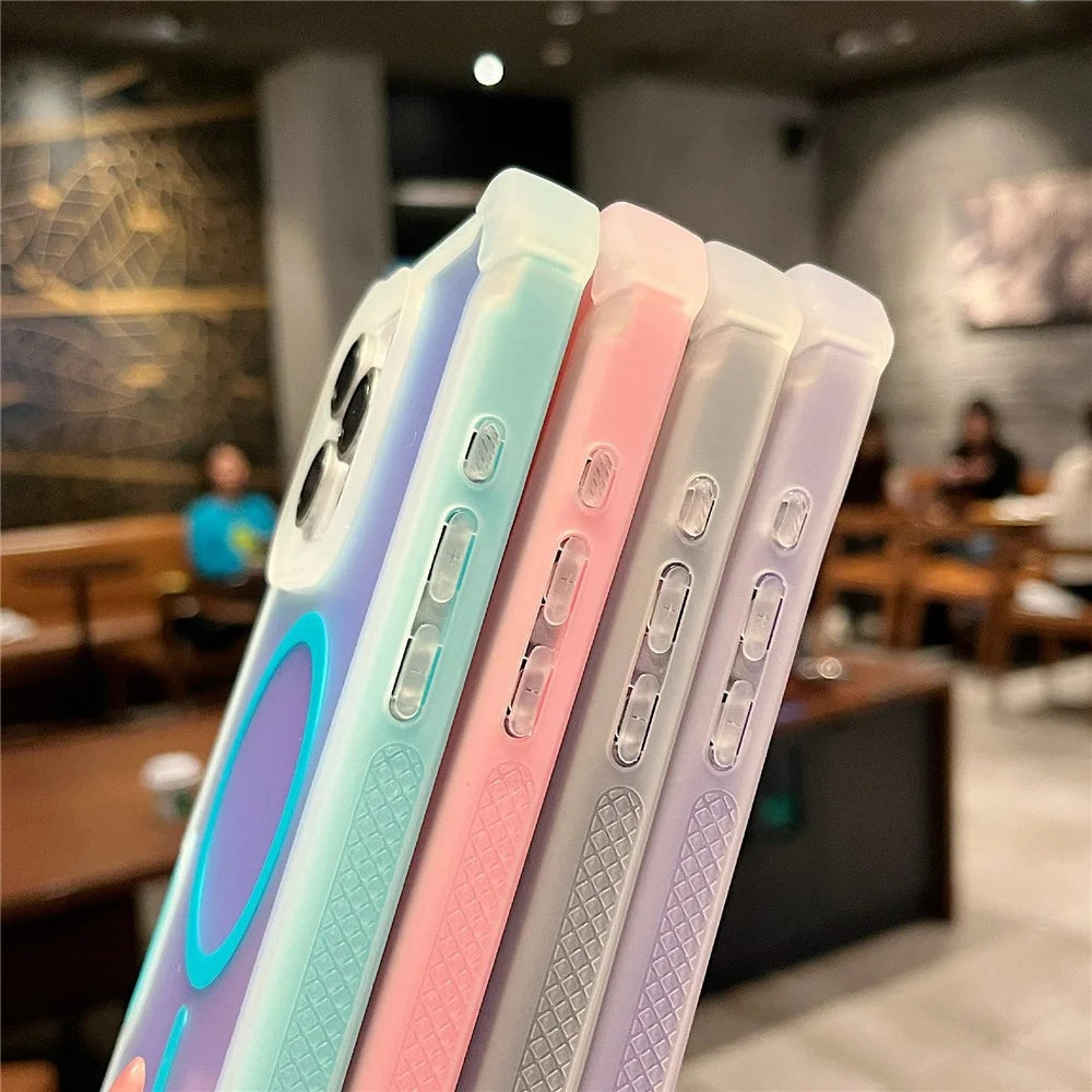 For iPhone 16 Pro Magnetic Case Chameleon Anti Drop TPU + PC Phone Cover - Transparent Pink - 5