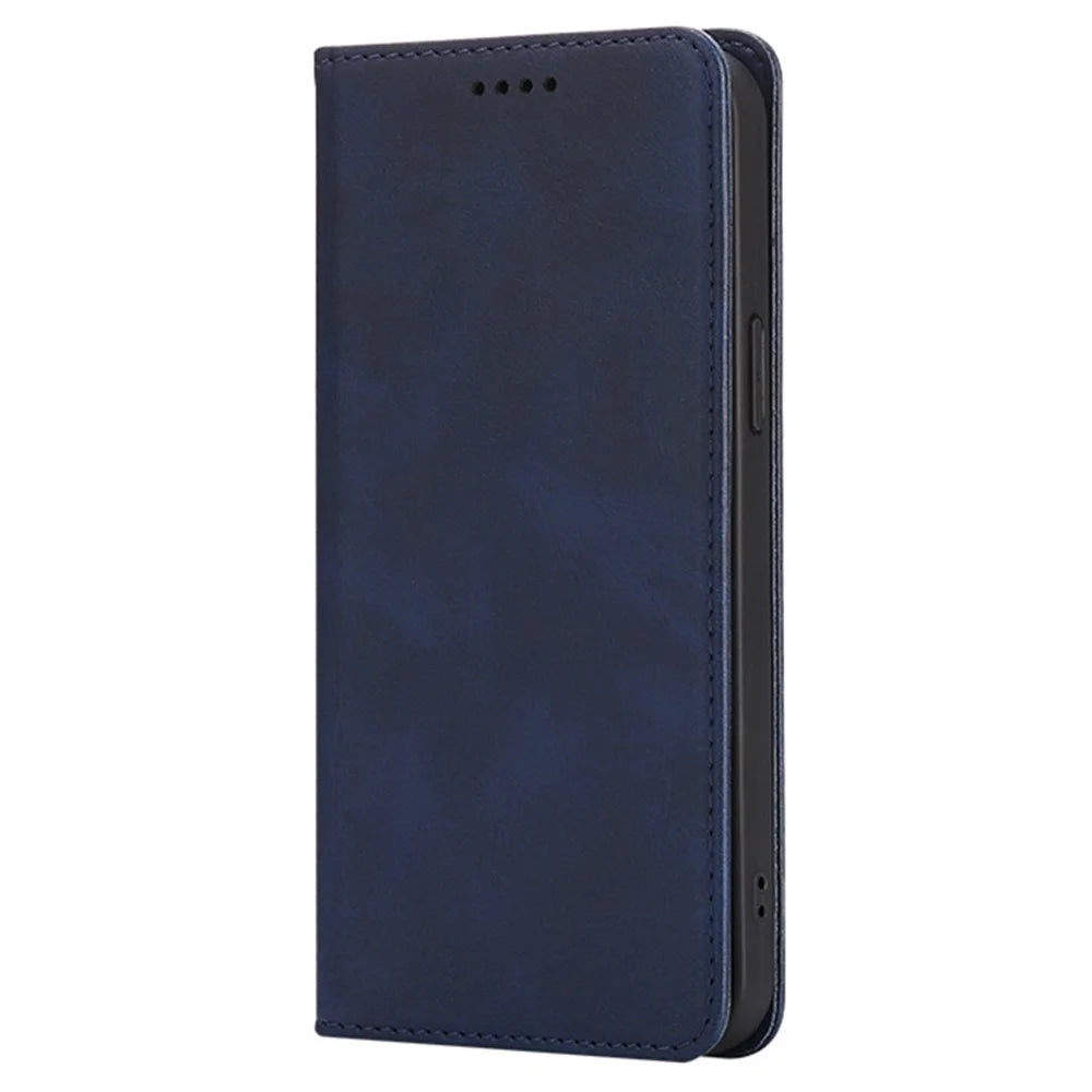 For Samsung Galaxy S25+ Case Wallet Calf Texture Leather Phone Cover with Hidden Magnetic Closure - Blue - 5