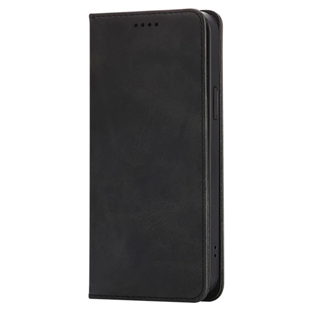 For Samsung Galaxy S24+ Case Wallet Calf Texture Leather Phone Cover with Hidden Magnetic Closure - Black - 5