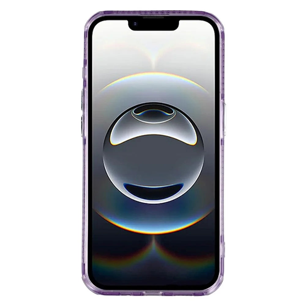 For iPhone 17e / 16e Case with Mirror IMD PC + TPU Phone Cover with Glass Lens Film - Feather Pattern / Purple - 2