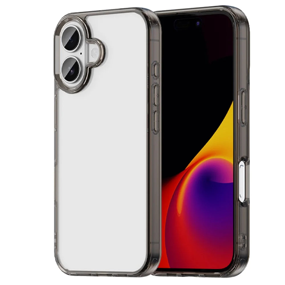 For iPhone 16 Plus Case TPU + Acrylic Phone Back Cover Anti Yellowing - Black - 1