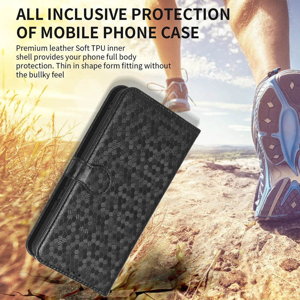 For Doogee Note 59 Pro  /  Note 59 Wallet Case Dot Pattern Imprint PU Leather Phone Cover - Black - 5
