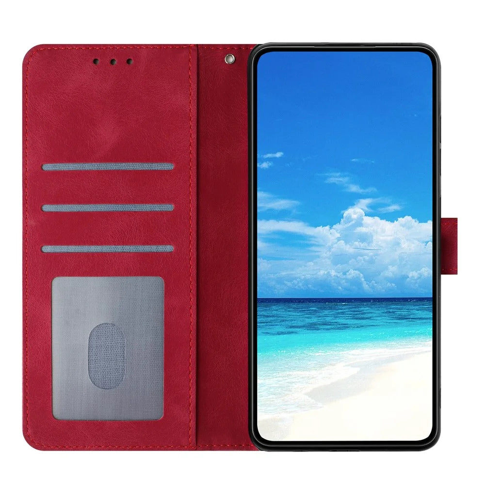 For iPhone 14 Pro Max Wallet Case Rose Pattern Imprinted Leather Flip Stand Phone Cover - Red - 3