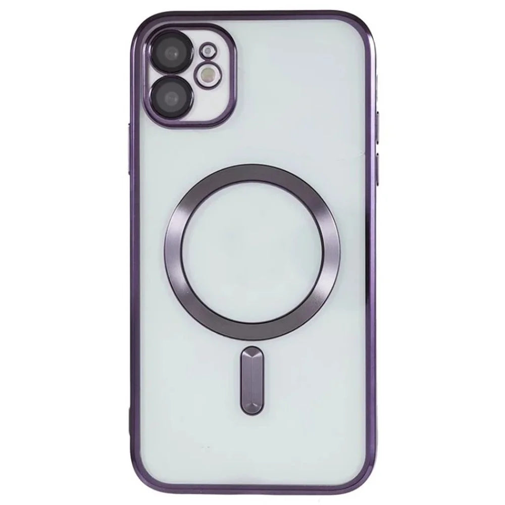 WANLONFENG For iPhone 11 Magnetic Case  Full Protection Electroplated TPU Cover with Tempered Glass - Dark Purple - 4