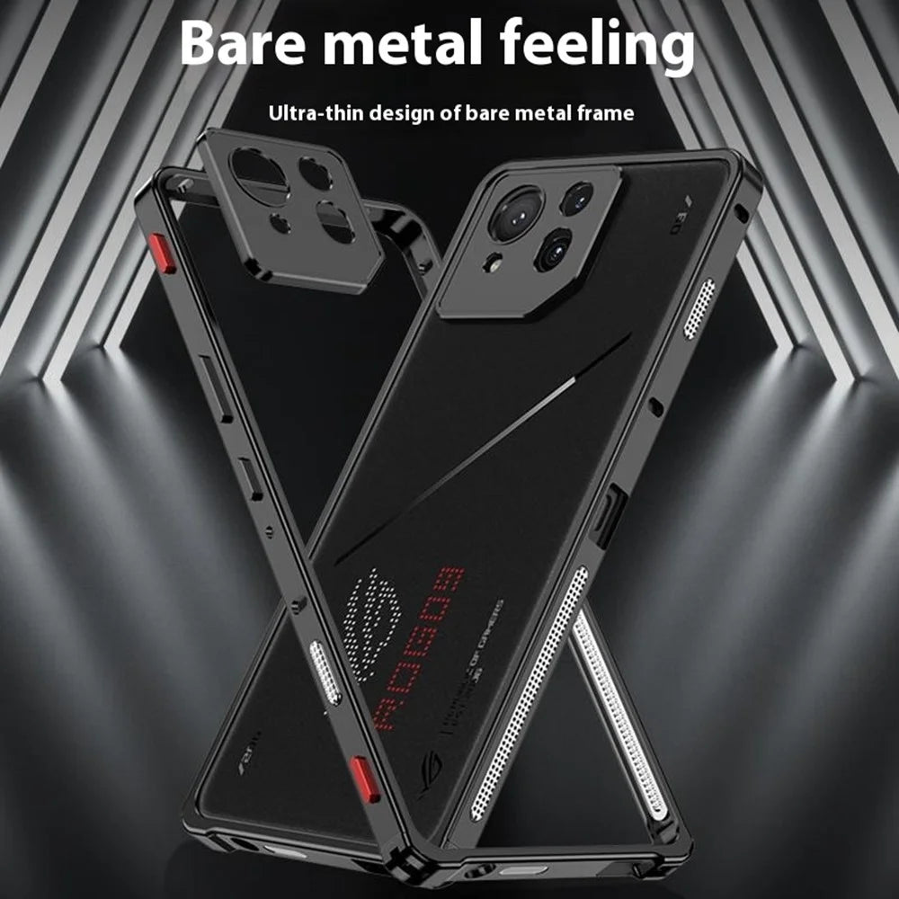 For Asus ROG Phone 8 Pro 5G  /  Phone 8 5G Bumper Cases Metal Frame Heat Dissipation Cover with Camera Lens Protector - Black - 2