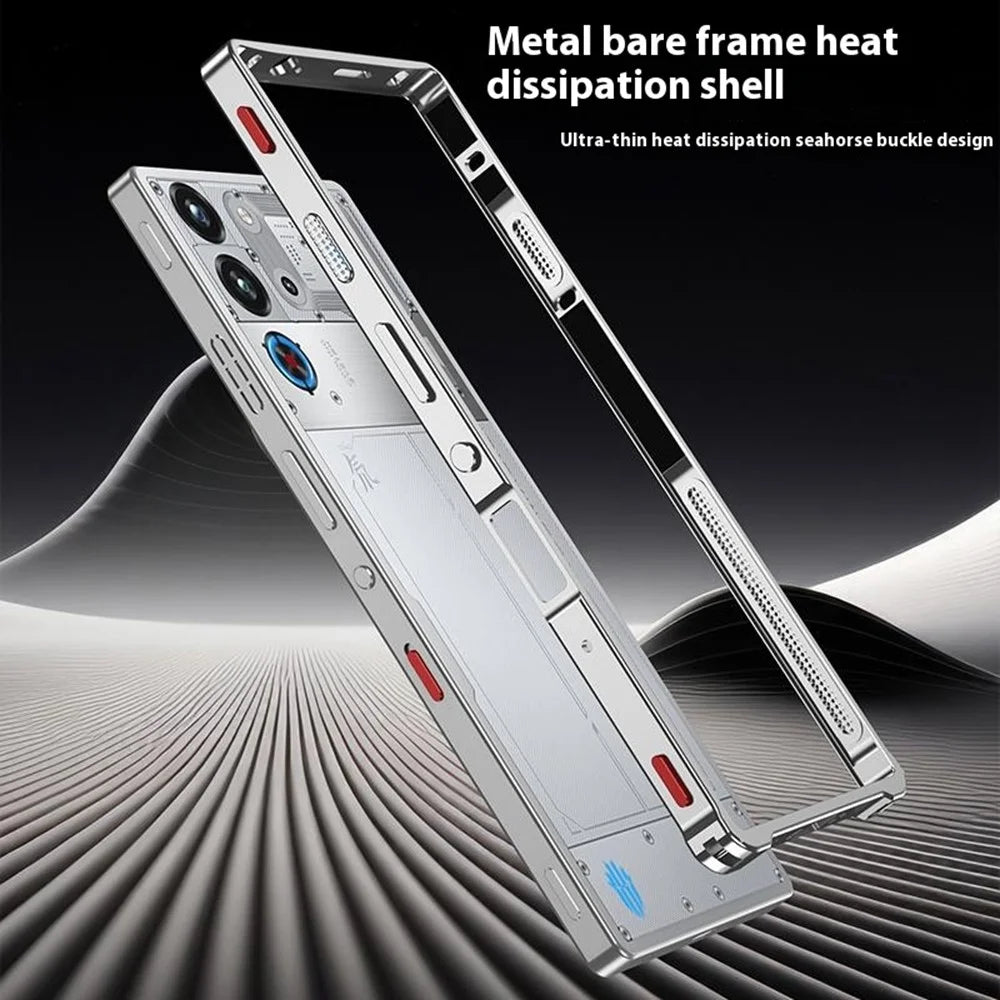 Bumper Cases For ZTE nubia Red Magic 10 Pro+ 5G  /  10 Pro 5G Metal Frame Heat Dissipation Cover with Lens Protector - Black - 6