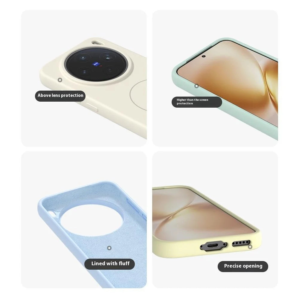 For vivo X200 5G Liquid Silicone Magnetic Case Skin-Touch Phone Cover - White - 7