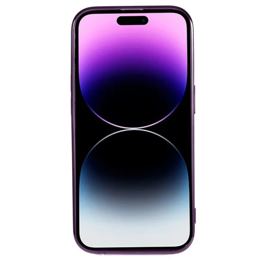 WANLONFENG For iPhone 14 Pro Magnetic Case  Full Protection Electroplated TPU Cover with Tempered Glass - Dark Purple - 2
