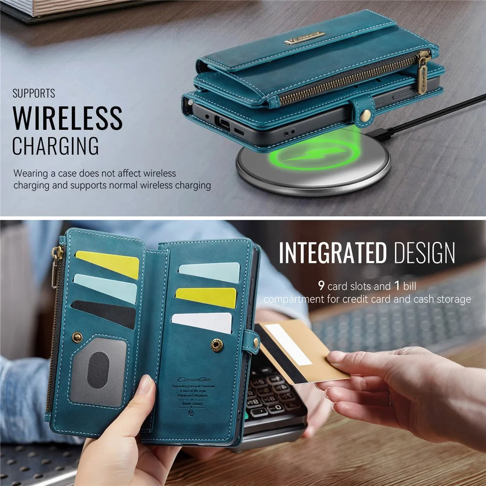 CASEME For Samsung Galaxy S20 FE Case  C39 RFID Blocking Zipper Wallet Stand Leather Cover with Strap - Green - 6