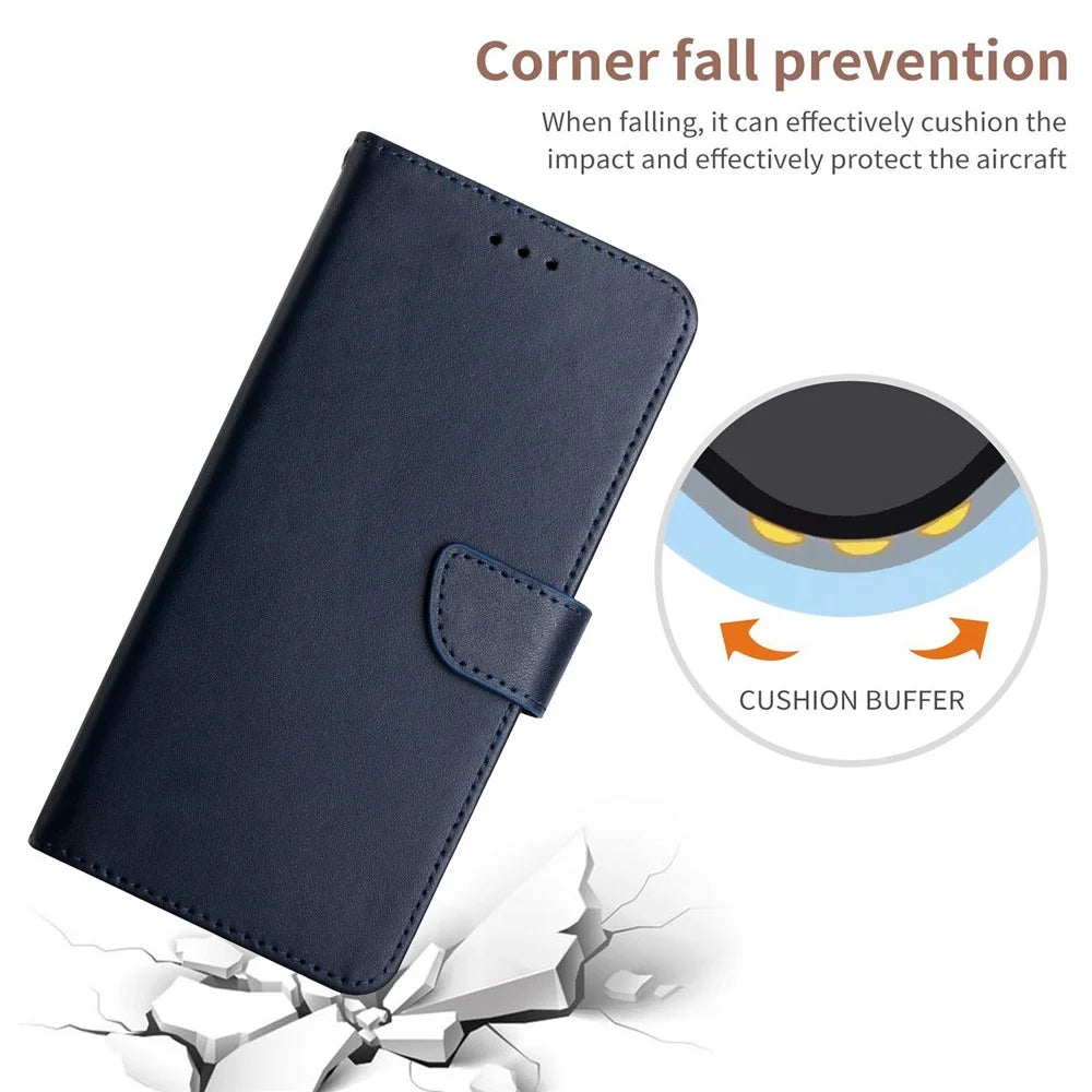 For OnePlus 13T 5G Case Genuine Cow Leather Phone Cover Nappa Texture - Blue - 5
