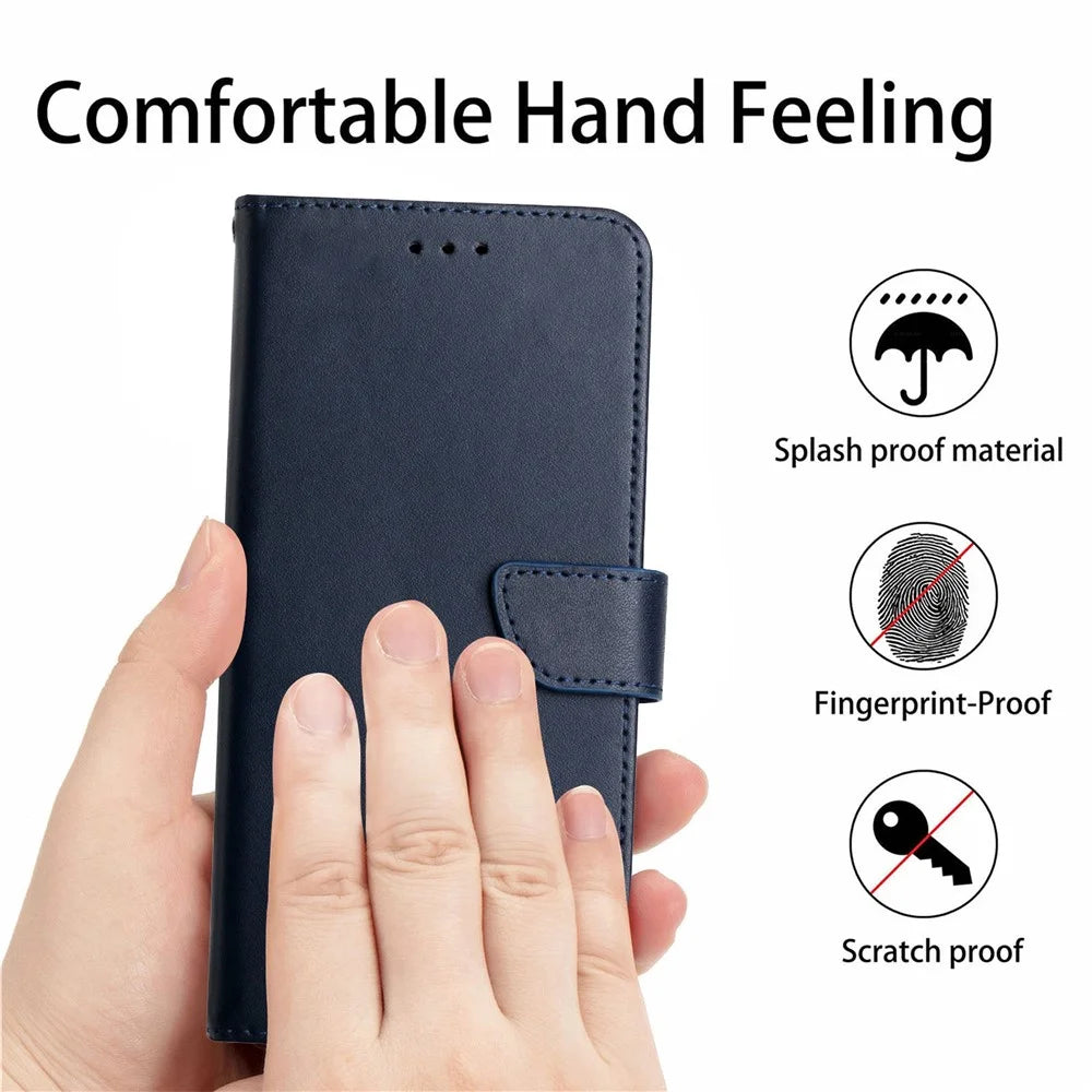 For OnePlus 13T 5G Case Genuine Cow Leather Phone Cover Nappa Texture - Blue - 6
