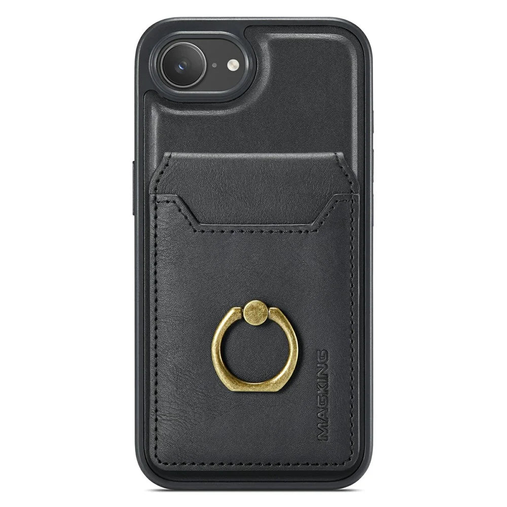 MAGKING K1 Series For iPhone 17e / 16e Magnetic Case PC + TPU + PU Phone Cover with Card Holder - Black - 4