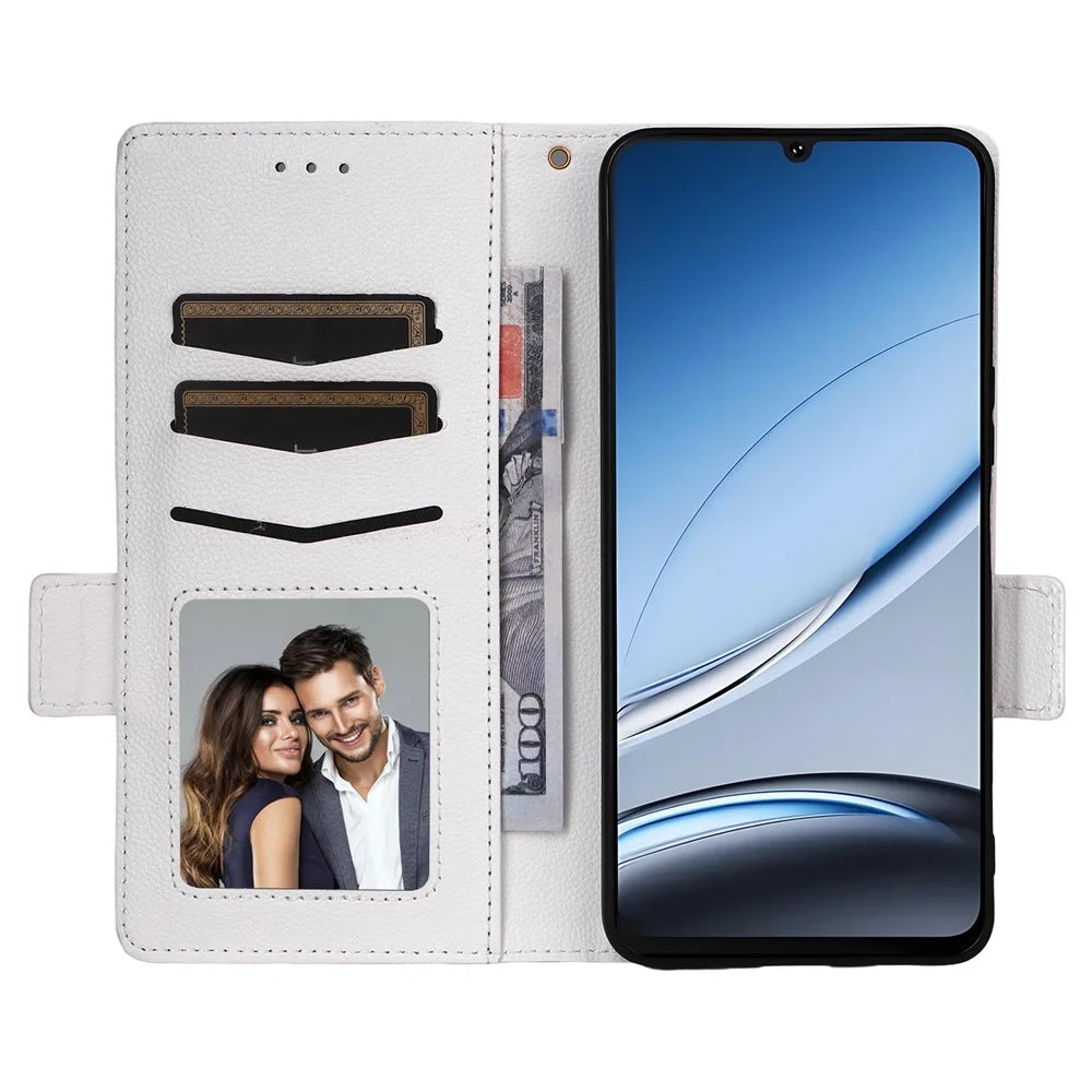 For Doogee Note 59 / Note 59 Pro Case with Wrist Strap Litchi Texture PU Leather Wallet Phone Cover - White - 2