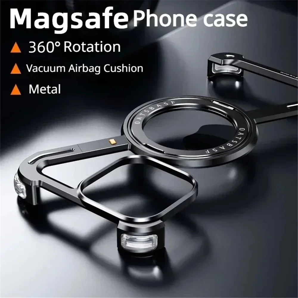 For iPhone 16 Pro Max Bumper Case Z-Shape Design Magnetic Boardless Phone Back Cover with Kickstand - Black - 2