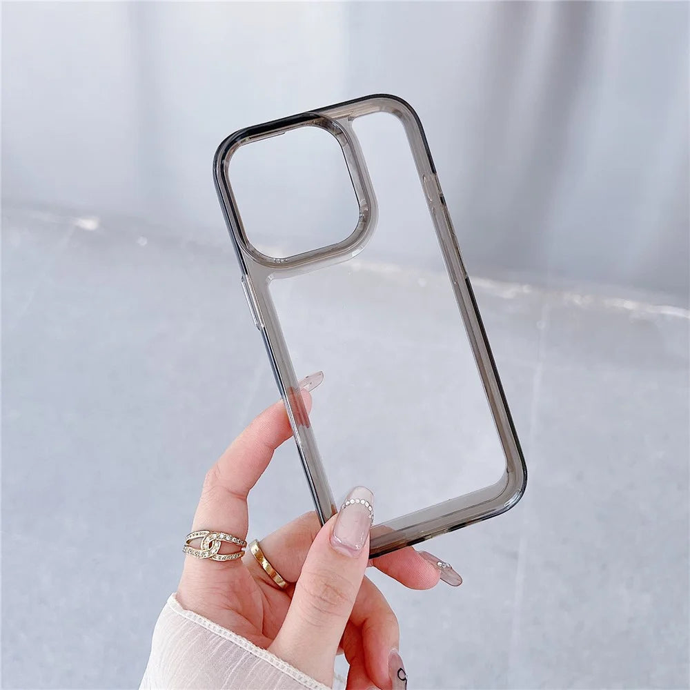 For iPhone 15 Pro Max Cell Phone Case TPU+PC 2.0mm Anti-Scratch Cover - Grey - 1