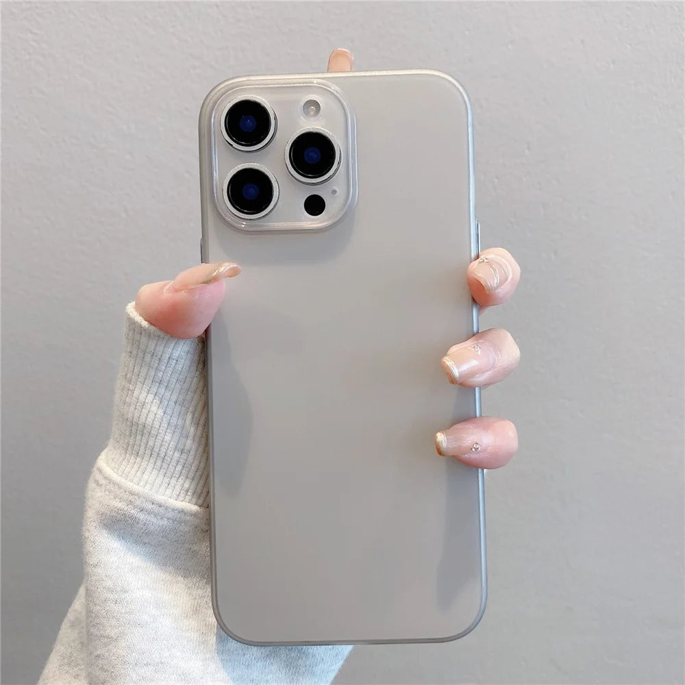 For iPhone 16 Pro Max Case Slim Soft TPU Phone Back Cover with Metal Buttons - Grey - 1