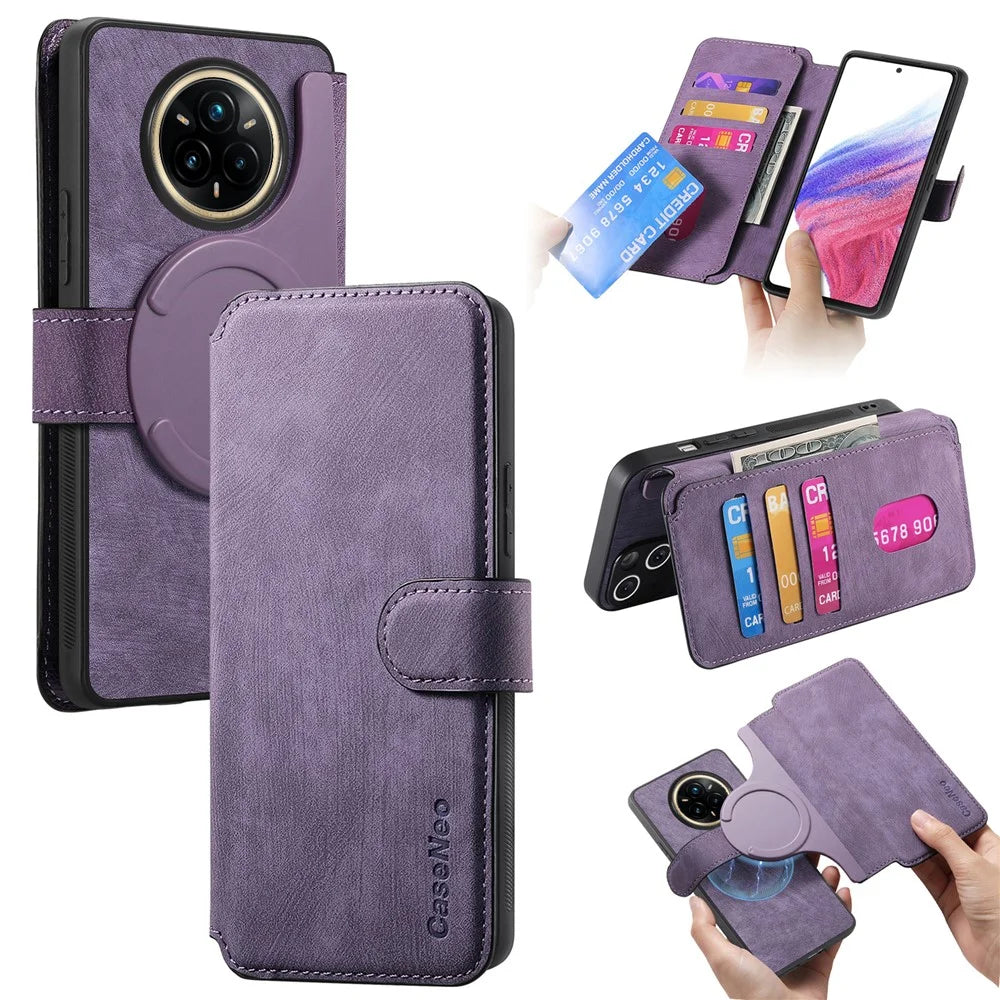 CASENEO For Realme 14 Pro+ 5G Magnetic Case  Detachable Leather Phone Wallet Cover - Purple - 1