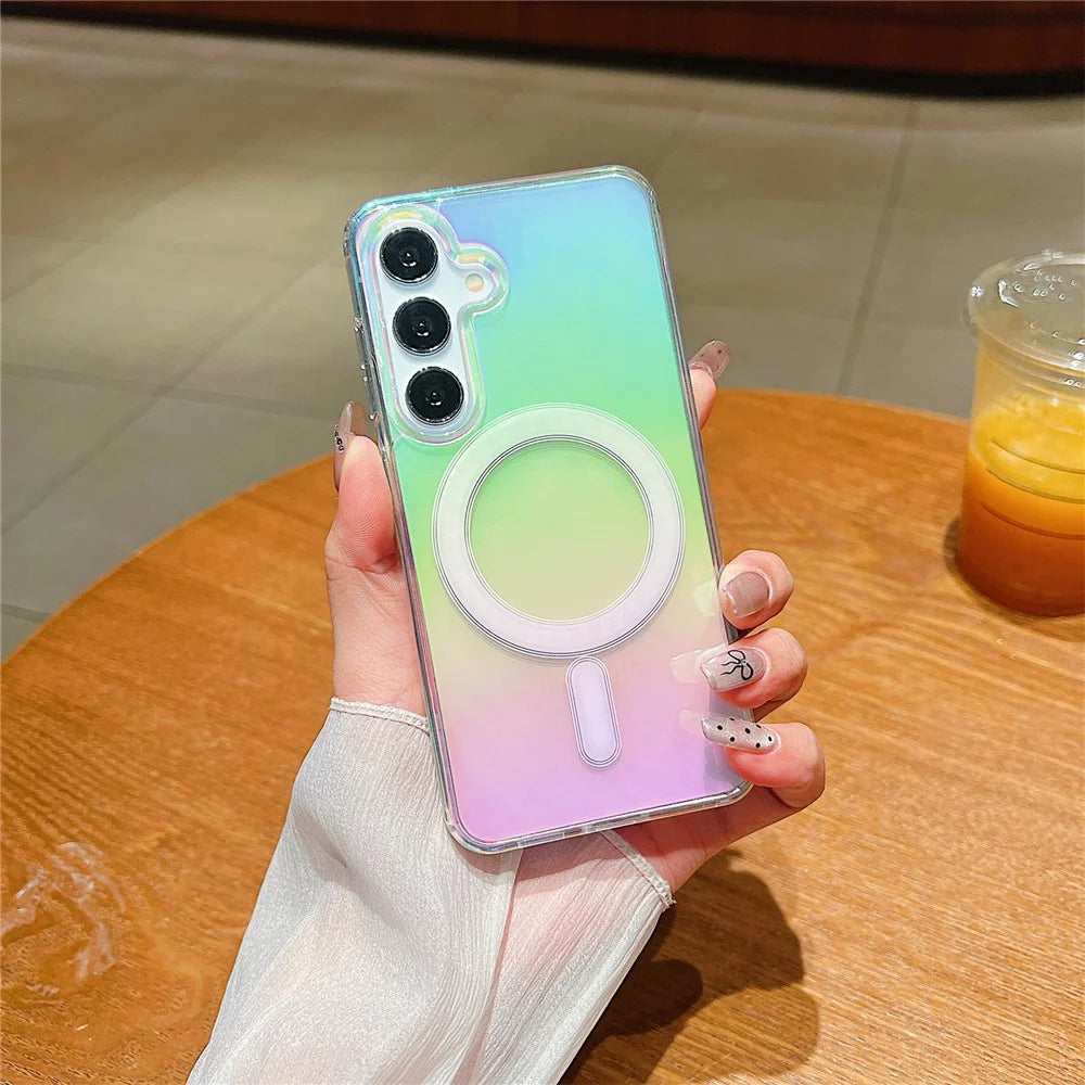 For Samsung Galaxy S24 FE Magnetic Case Acrylic + TPU Gradient Phone Cover - 1
