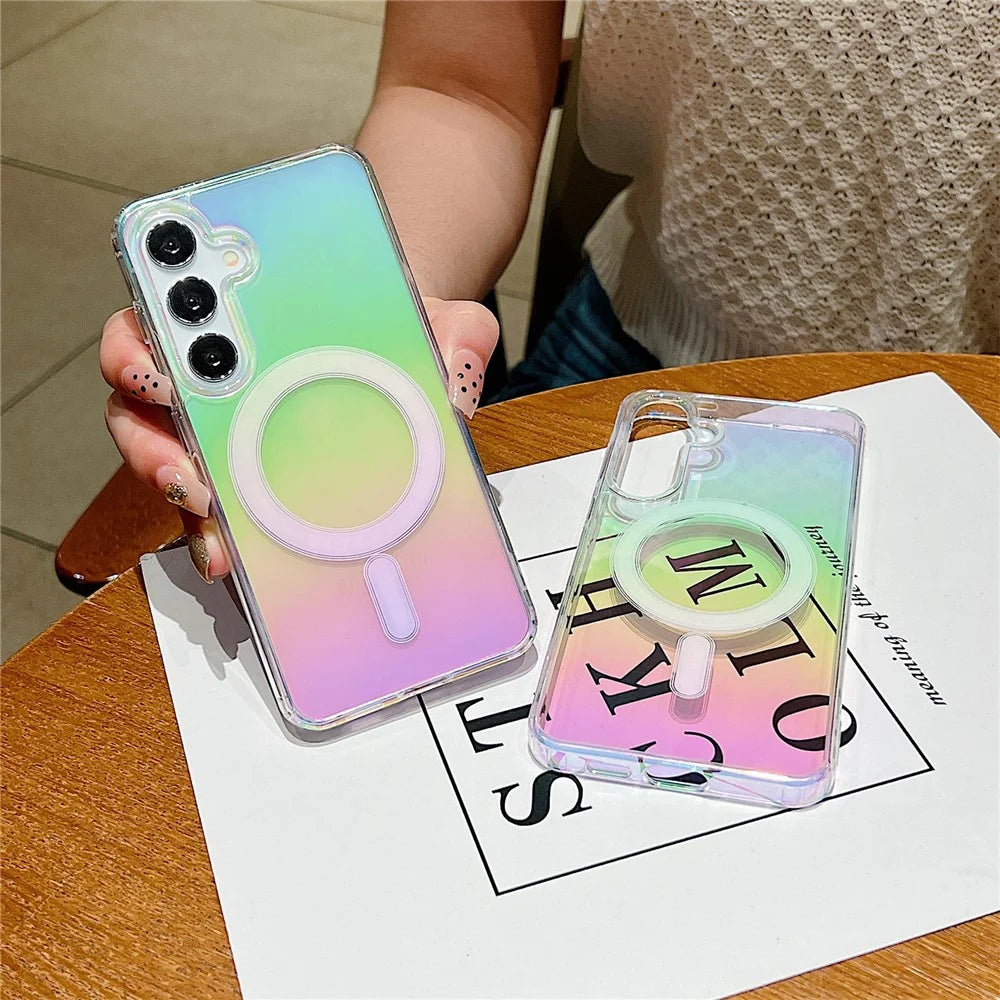 For Samsung Galaxy S24 FE Magnetic Case Acrylic + TPU Gradient Phone Cover - 4