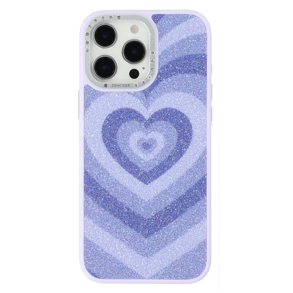 JAUCASE For iPhone 15 Pro Max Magnetic Case Heart Pattern PU + TPU + PC Phone Back Cover - Purple - 1