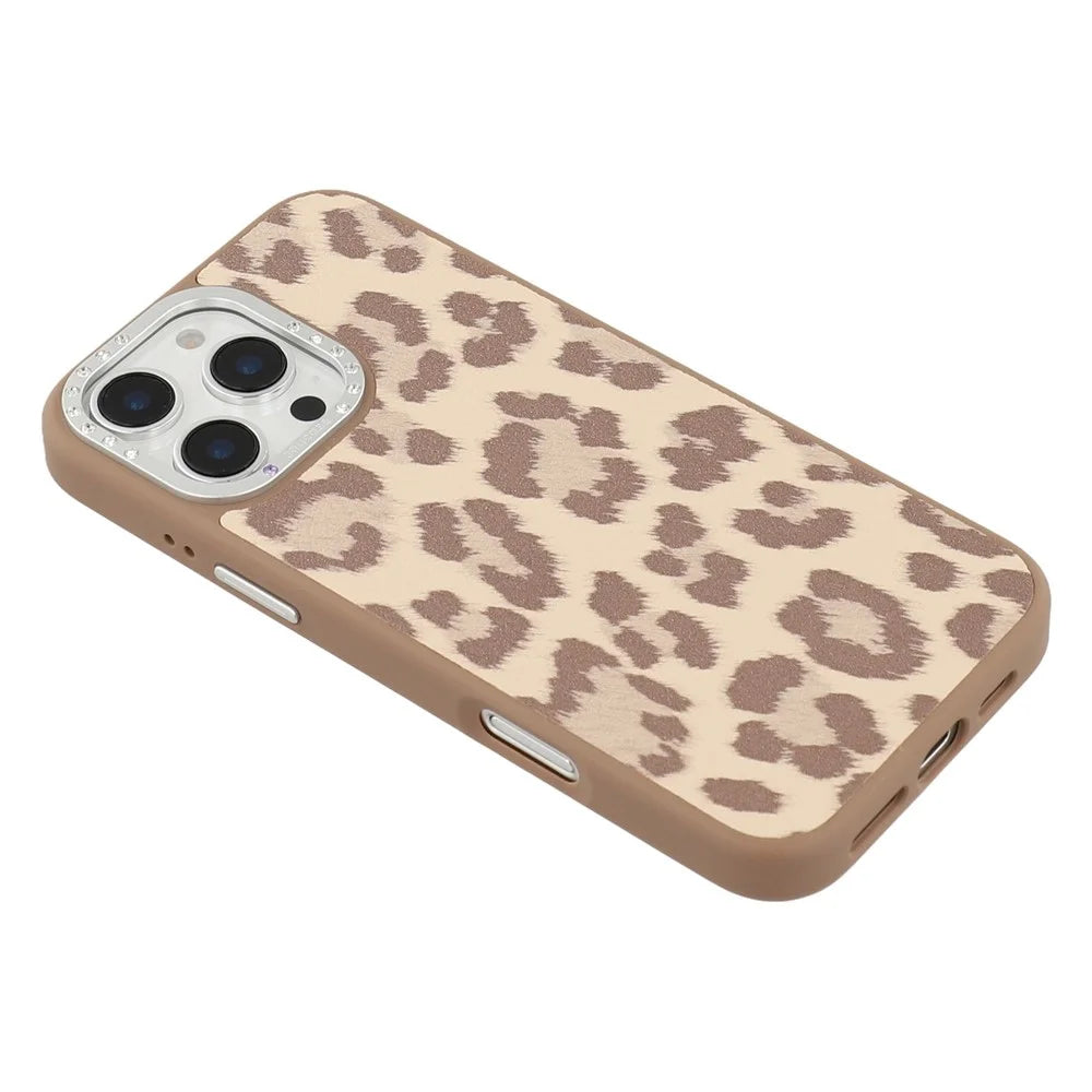 JAUCASE For iPhone 16 Pro Max Magnetic Case Leopard Print PU + TPU + PC Phone Back Cover - Brown - 5