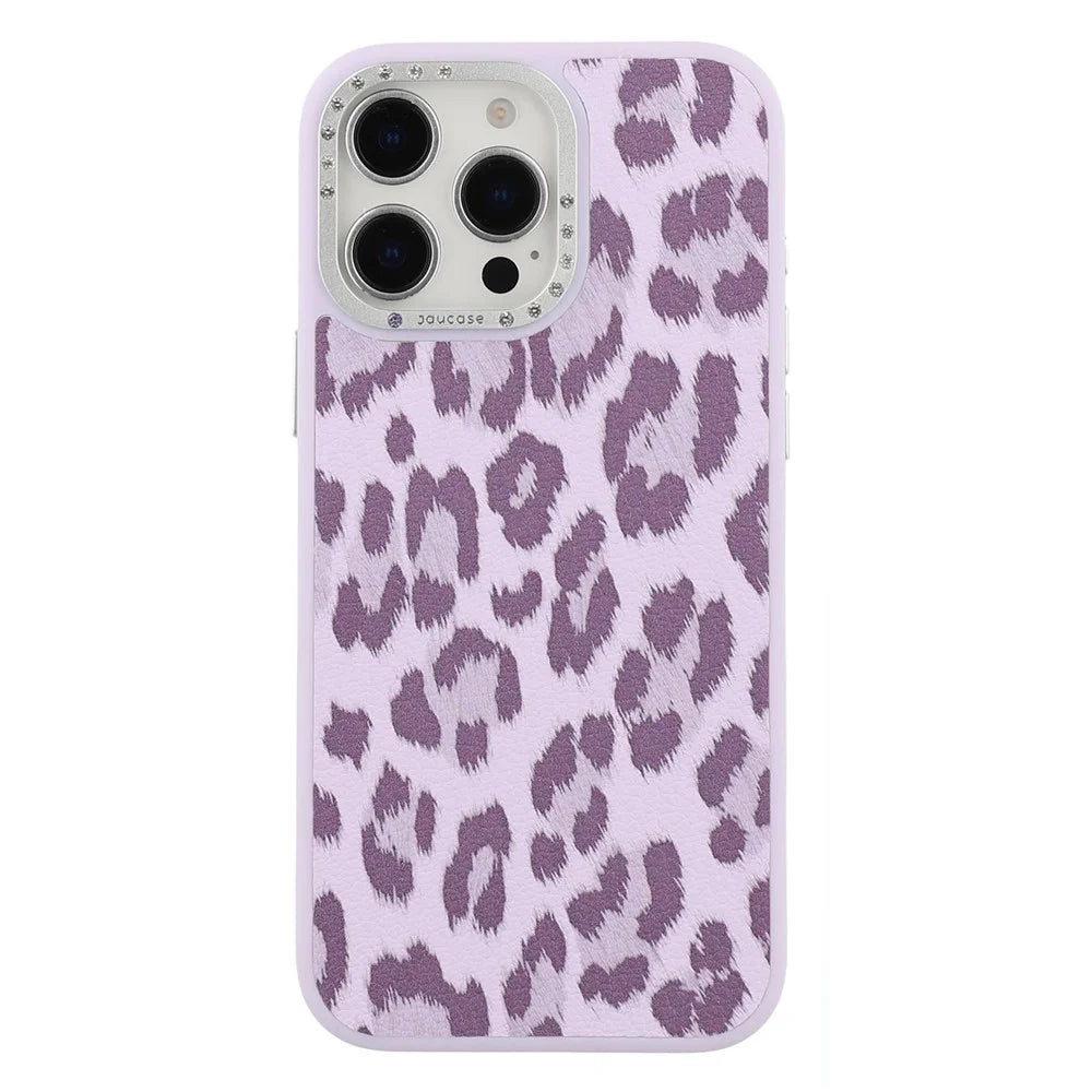 JAUCASE For iPhone 15 Pro Max Magnetic Case Leopard Print PU + TPU + PC Phone Back Cover - Purple - 1