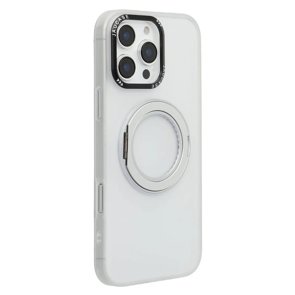 JAUCASE For iPhone 16 Pro Magnetic Case with Kickstand TPU + PC Phone Back Cover - White - 1