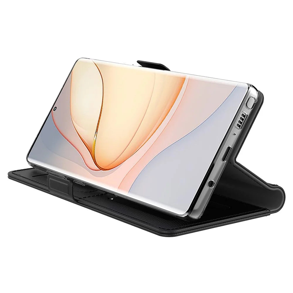 For ZTE nubia Redmagic 10 Air 5G Case Stand PU Leather Phone Cover Card Holder Mirror - Black - 2