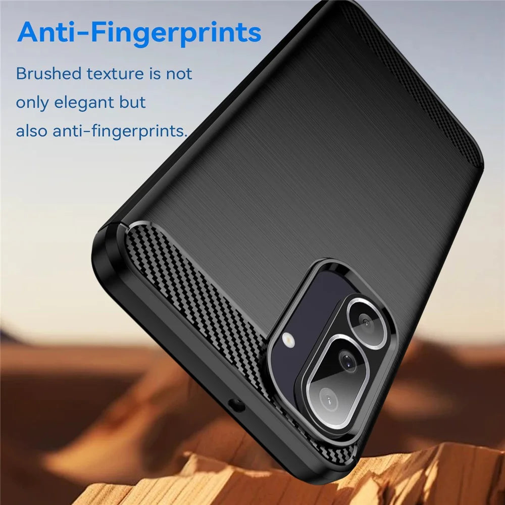 For Samsung Galaxy M56 5G / F56 5G Case Protective Phone Cover Carbon Fiber Texture Brushed - Black - 3