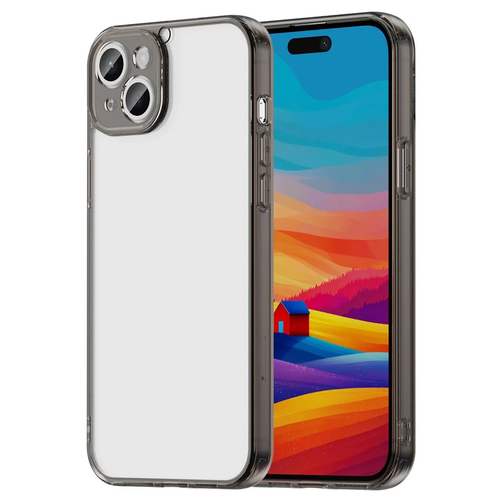 For iPhone 15 Plus Case TPU + Acrylic Phone Back Cover Anti Yellowing - Black - 1