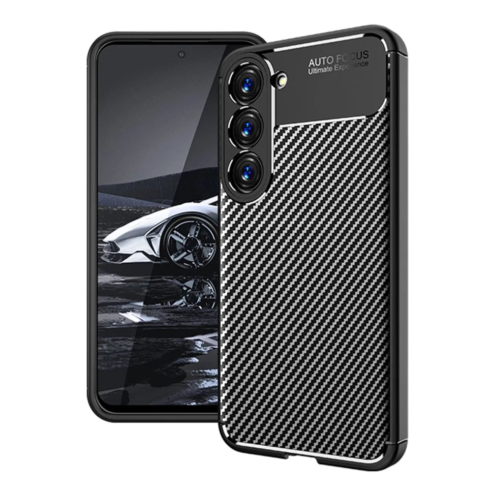 For Samsung Galaxy S23+ Carbon Fiber Texture Flexible TPU Phone Case Drop-proof Back Cover - Black - 2